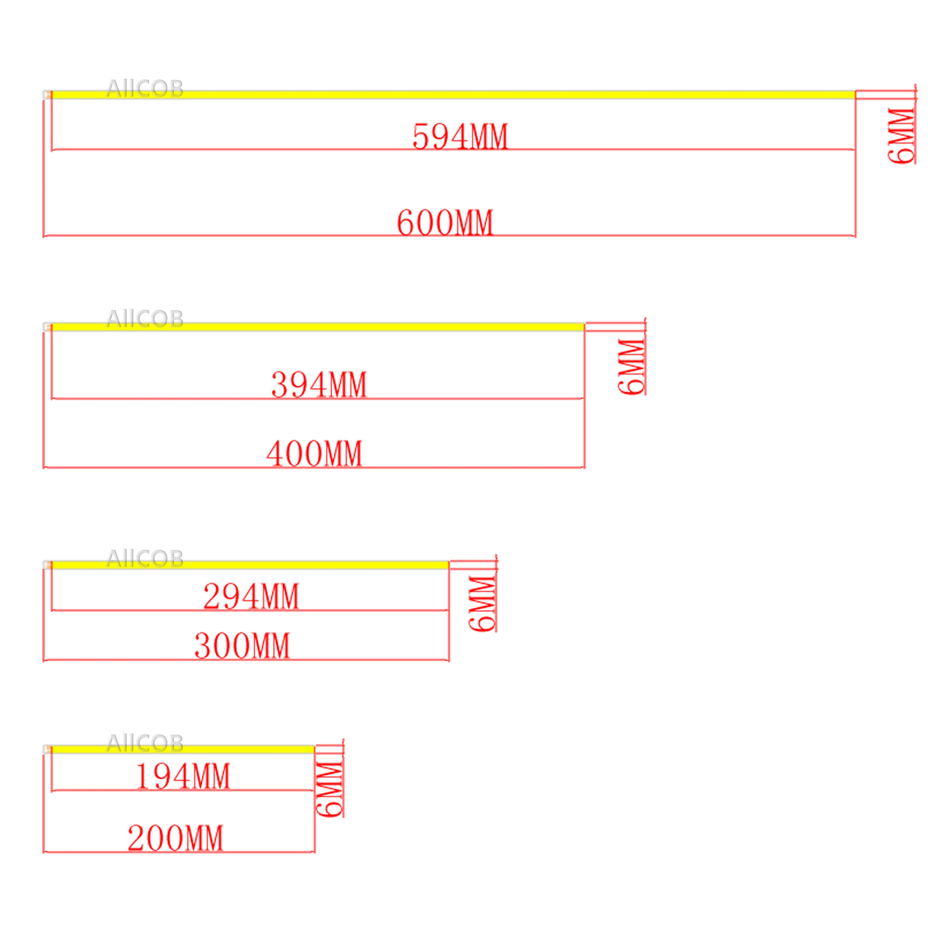Гибкая светодиодная лента COB 600x6 мм 16 Вт 12 В постоянного тока cob трубки теплый