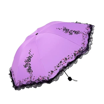 

Folding Umbrellas Rain Women Sun Umbrella Fashion Princess Lace Umbrella Women's Flower Umbrella sombrilla playa plegable mujer