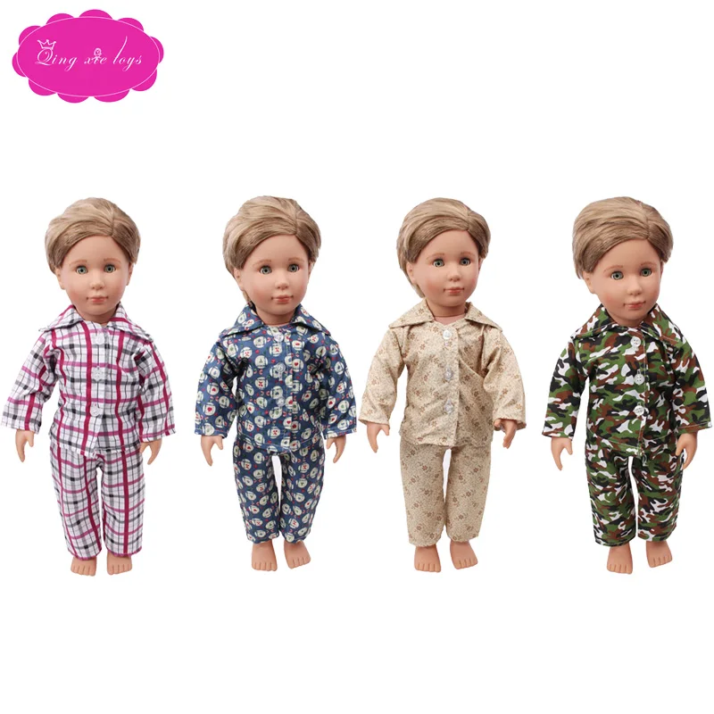

Doll clothes boys printed pajamas casual suit dress fit 18 inch American dolls Girl and 43 cm baby doll accessories n1.3