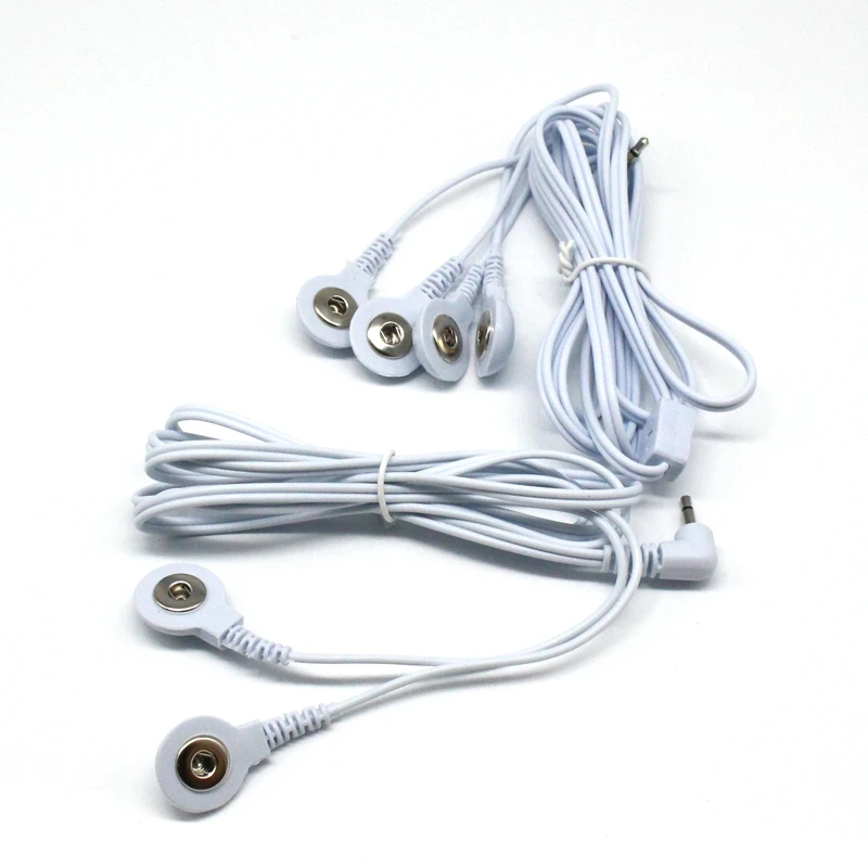 

DC 2.5mm Plug Electrode Lead Wires Connecting Cables with 2 or 4 Buttons for Digital TENS Therapy Machine Massager 2-way 4-way