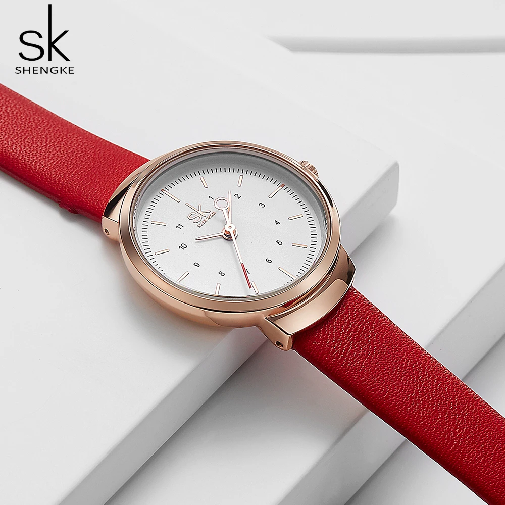 SK роскошные кожаные часы женские креативные Модные кварцевые часы для Reloj Mujer женские наручные часы SHENGKE relogio feminino