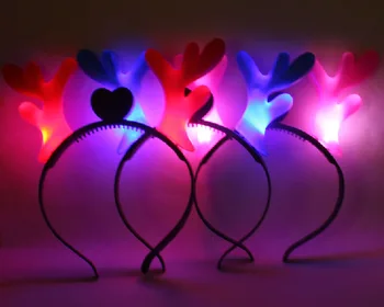 

20pcs/lot Glowing LED Reindeer Horn Headband Headdress, Cheering Birthday Wedding Party Festival Supplies Flashing Decorations