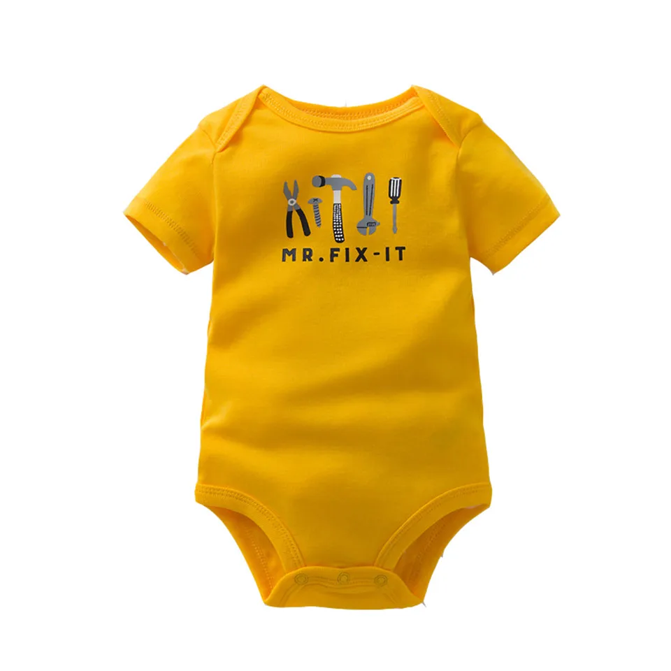 Новая летняя одежда для маленьких девочек детские с буквенным принтом боди с короткими рукавами, хлопок, Одежда для новорожденных мальчиков, одежда для малышей от 0 до 24 месяцев - Цвет: yellow