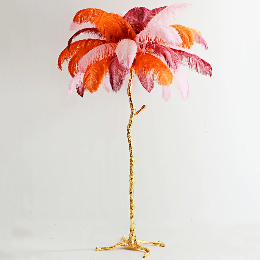 

Noridc Ostrich Feathers Copper Floor Lamp Copper Standing Lamp for Living Room Bedroom Floor Lights Lighting Home Decor Indoor
