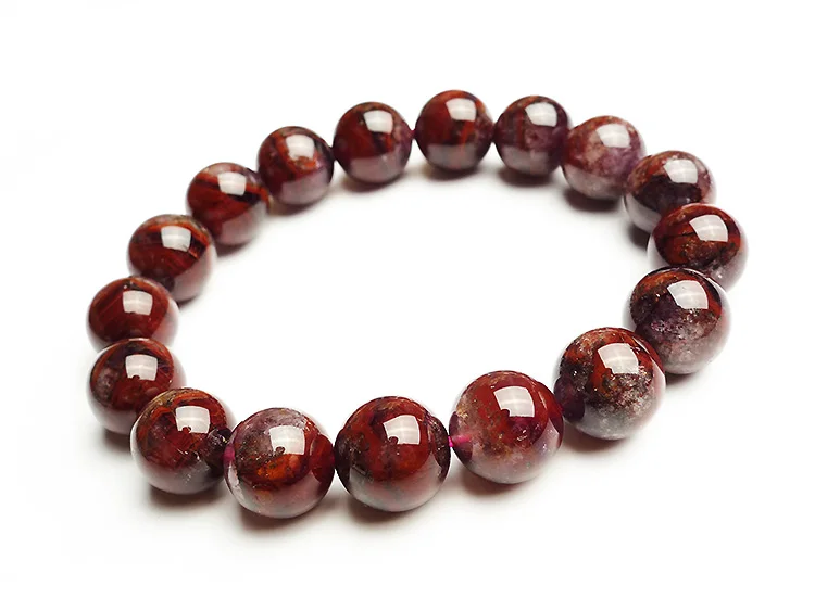 

Newly Natural Auralite 23 Canada Round Beads Bracelet Crystal Red Purple Women Men 12mm Stone Rarest Bracelet Jewelry AAAAA