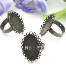 18*25 мм Овальный Античная бронзовая Медь 2-Кружево пустой Кепки Pad Основы регулируемые Кольца настройки для DIY ООС ювелирных изделий