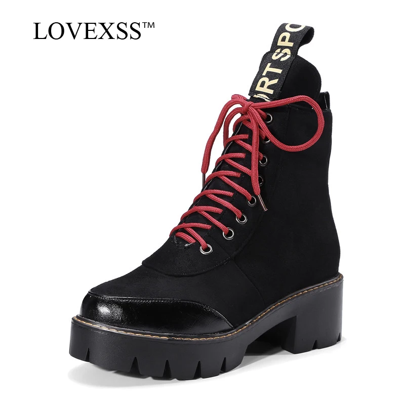 LOVEXSS Woman Martin Boots Plus Size 34 43 Fashion Black