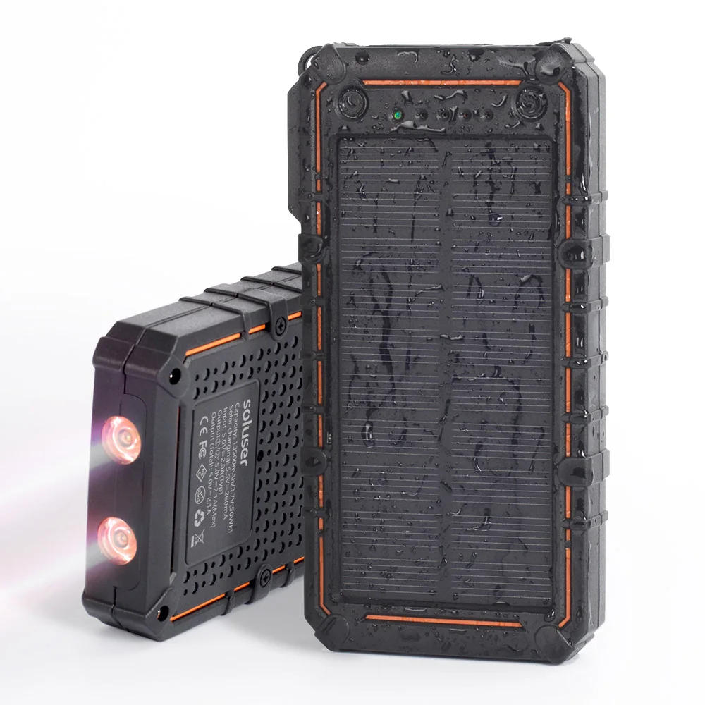  Waterproof 10000mAh Solar Power Bank External Battery Solar Powerbank Charger with SOS Strobe LED L