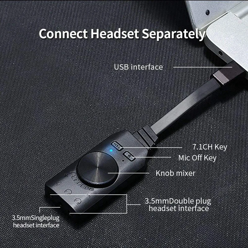 

Audio Usb Interface Virtual 7.1 Channel Audio Usb adapter Sound Card Adapter 3.5mm mic and audio Free Drive one key 7.1 CH EMC