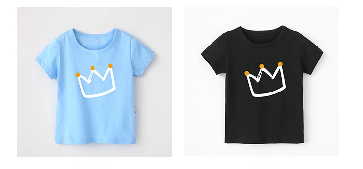 Модные хлопковые футболки для мальчиков и девочек, Детская футболка с рисунком короны летняя дышащая футболка ярких цветов, детская одежда