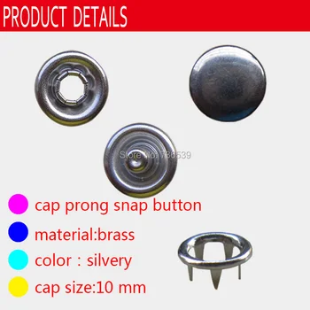 

FREE SHIPPING 1000sets+installation tool good quality 10mm cap prong snap button