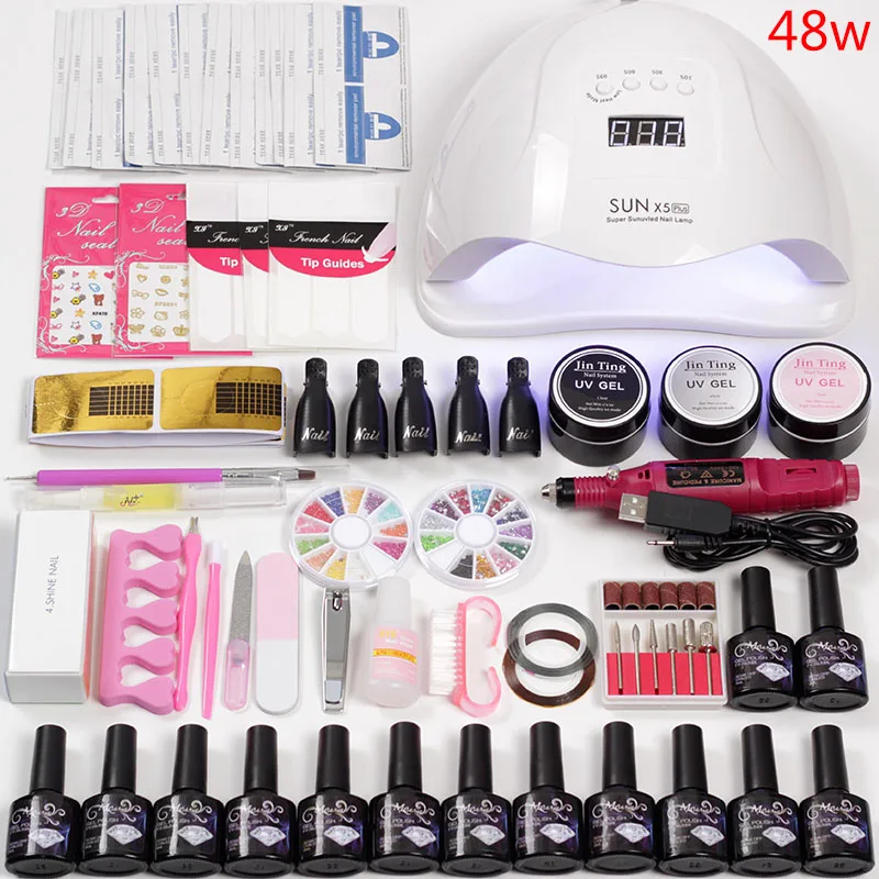 

Manicure Set with UV Lamp Acrylic Nail Kit UV LED Lamp for Nail Art Sets 12 Color UV Gel Nail Polish Set Tools for Manicure Kit