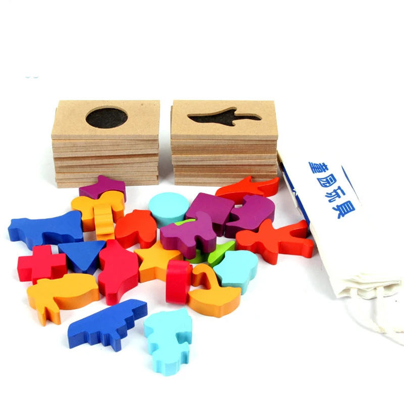 Деревянные блоки, развивающие игрушки для детей, тени, память, кирпичи, дети, juguetes, Монтессори, материалы, совпадающие изображения, деревянная игрушка