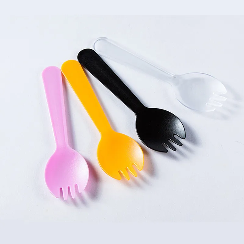 100Pcs Disposable Fork And Spoon Plastic Disposable Tableware Cake Fork