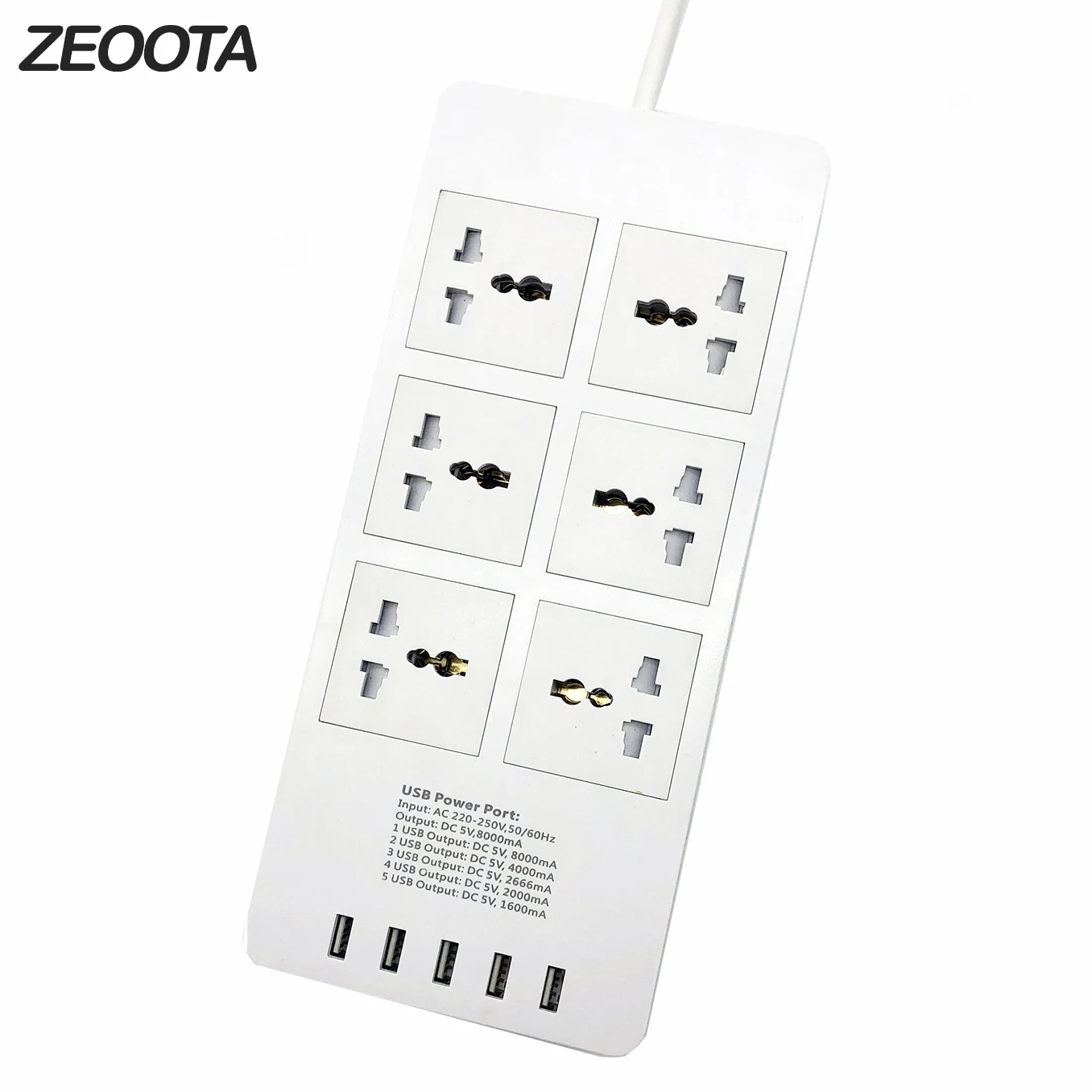 

Outlet Extension Power Strip EU/UK/US/AU Plug Universal Socket with USB 3250W/13A Overload Protection with 3m Extension Cord