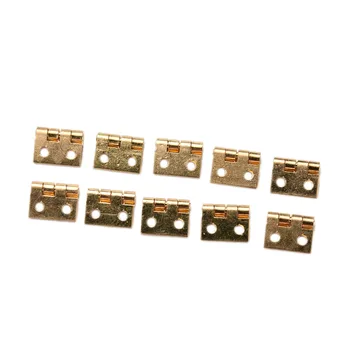 

10Pcs Mini Small Golden Metal Miniature Furniture Hinge with Screws for 1/12 Home Improve Dollhouse