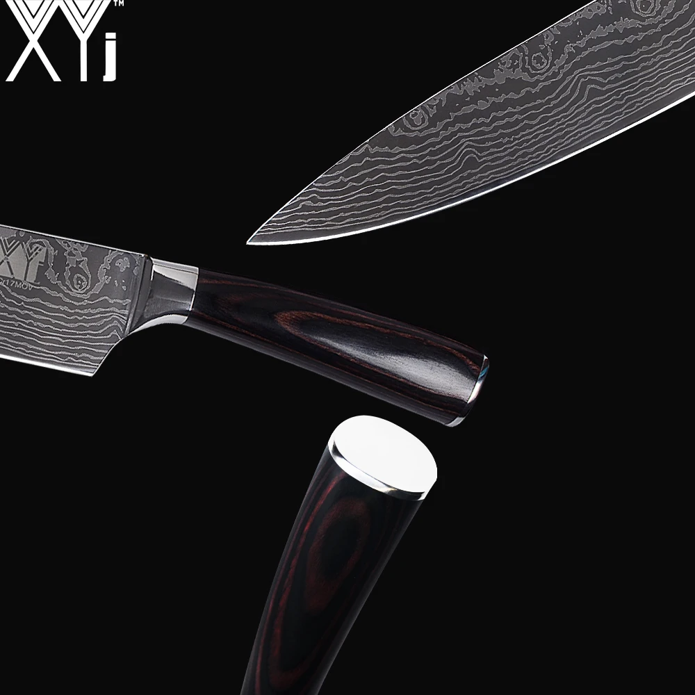XYj нож для очистки овощей Santoku нарезки шеф повара 7Cr17 кухонные ножи из нержавеющей