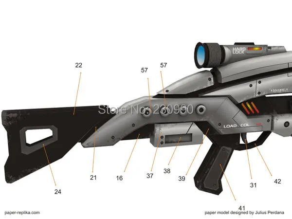 Mass Effect 2 M8 Мститель винтовка 1:1 масштаб 3D бумажная модель косплей наборы, дети взрослые оружие Бумажные модели игрушки ручной работы