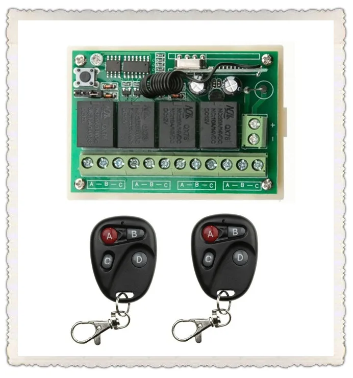 Беспроводной телефон с ресивером и 2 передатчиками для бытовых приборов, ворот гаража, 12 В постоянного тока, 4 канала, 10 А