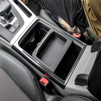 

For Audi Q5L 2018 1PC Carbon Fiber ABS Chrome Car Front Water Cup Frame Cover Trim Moldings Car Styling Auto Accessories