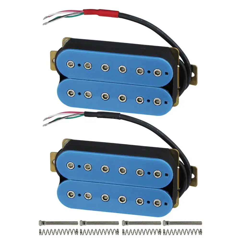 FLEOR звукосниматель с двумя катушками комплект звукоснимателей Бридж электрогитары и звукосниматель пассивный Керамика 4 провода гитара Запчасти - Цвет: Blue