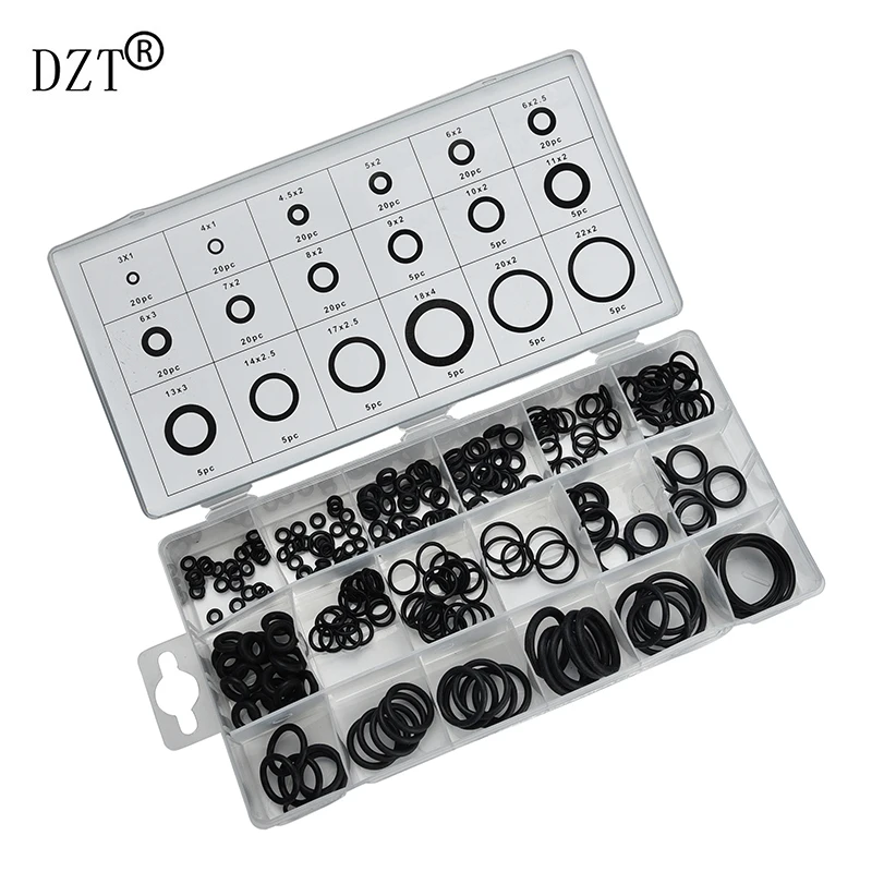 

225pcs/lot Black Rubber O-Ring 18 Sizes Washer Automotive Air Conditioner Gasket Sealing O Ring Assortment Kit With Case