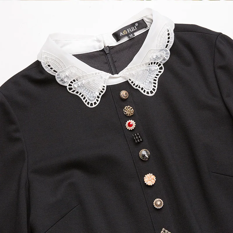AOFULI l xxxxl 5XL плюс размер зимнее платье 2017 Осень Элегантное женское с длинным