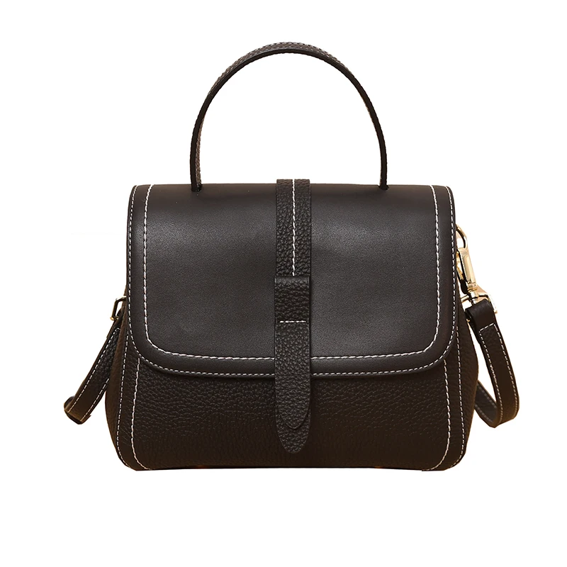 

Leather bag female 2019 new leather handbag color matching fashion elegant OL foreign air shoulder bag Messenger bag