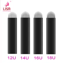 500 шт. 0,18 мм Agulhas Lamina Para Tebori Flex иглы для микроблейдинга шпильки 12 14 16 18 U форма лезвия для тату ручная ручка для бровей