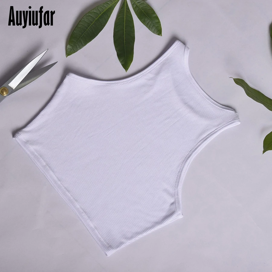 Auyiufar белый однотонный облегающий укороченный топ, женские повседневные топы без рукавов, женская футболка, женская одежда, Новое поступление, майка