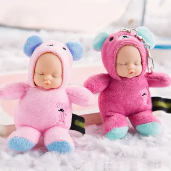 

Sleeping Baby Doll Keychain Fluffy Car Keyring porte clef Bag Key ring reborn doll accessories Children toy free shipping