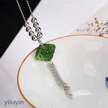 

KJJEAXCMY Fine jewelry S990, peony, peony flower, safety buckle, tassel, pure silver, antique national style sw