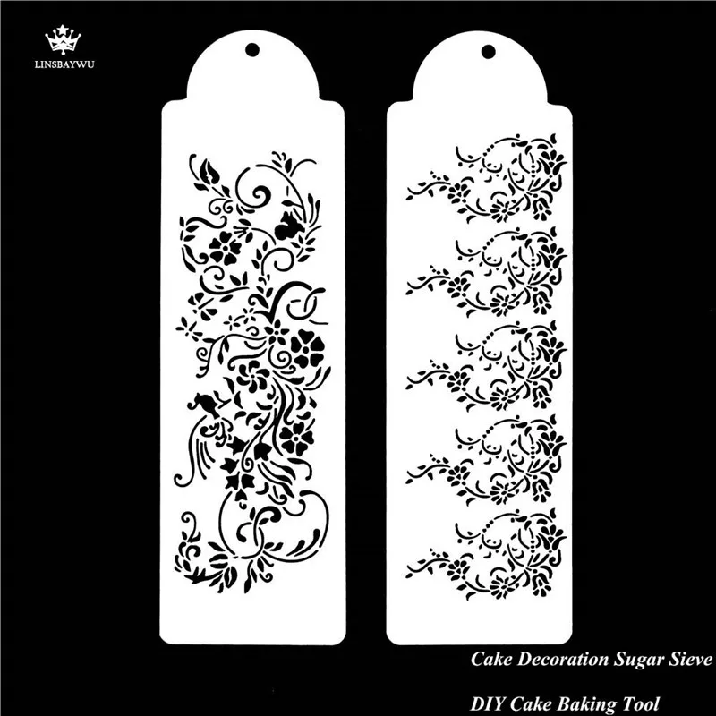 

2Pcs/Pack Cake Stencil Cake Lace Border Molds Sugar Sieve DIY Making Cake Tool Baking Cake Mould for Wedding Free Shipping