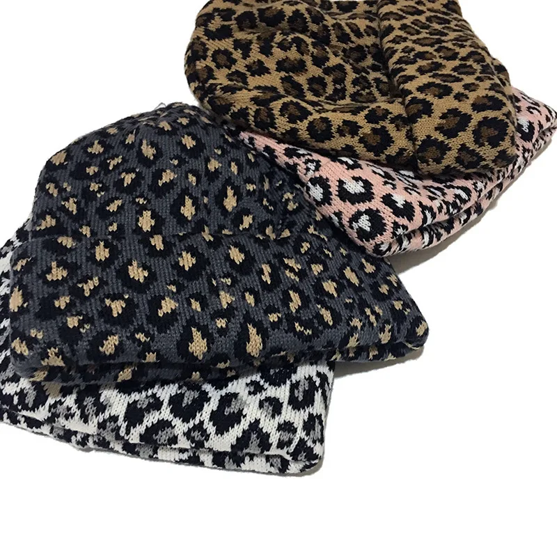 

Leopard Knitting Hat For Vintage Chic Fashion Women Beanies Autumn Winter Accessary