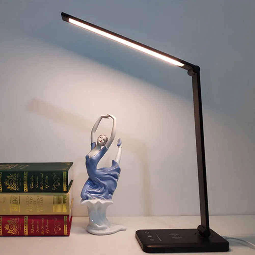 

Folding Table Light Aluminium Alloy Adjustable LED Reading Desk Lamp with Wireless Charger Dropshipping