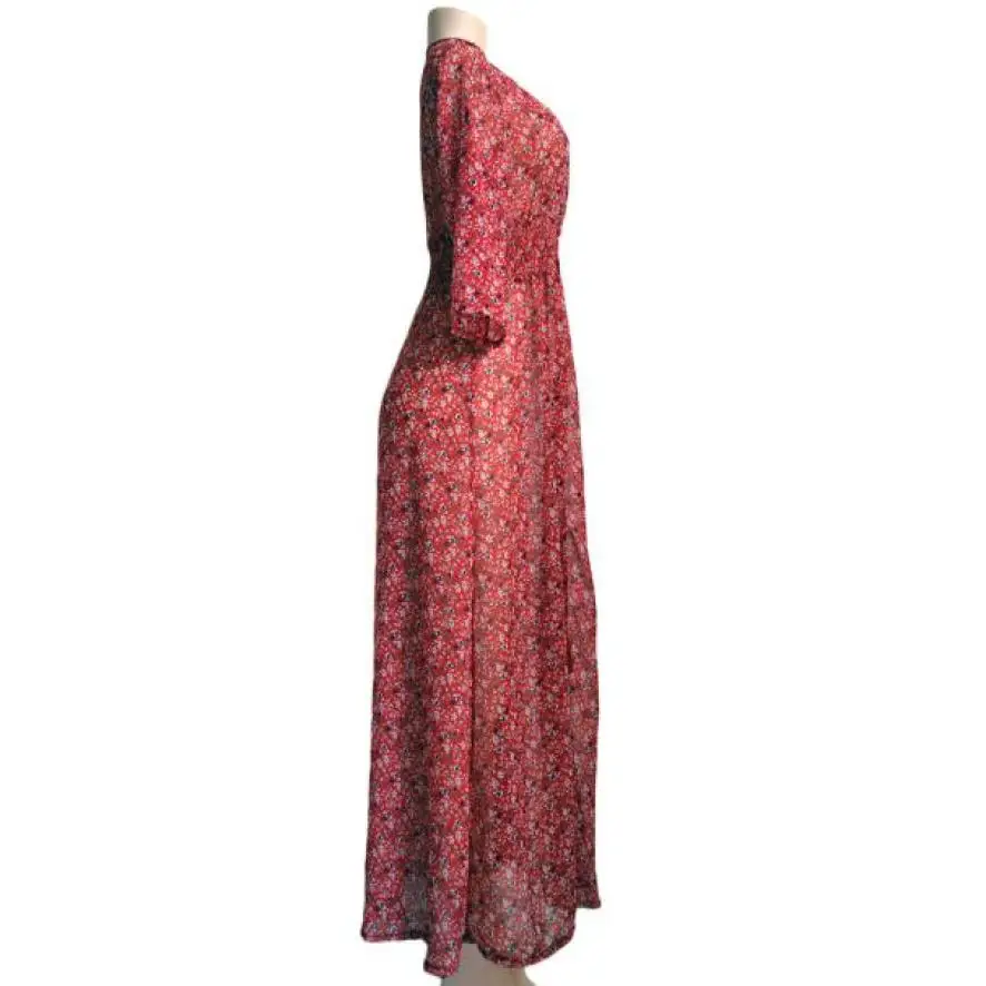 KANCOOLD/Новинка; высококачественное модное летнее шифоновое платье в стиле бохо с цветочным принтом; вечерние длинные платья макси; женское платье с принтом; ap25