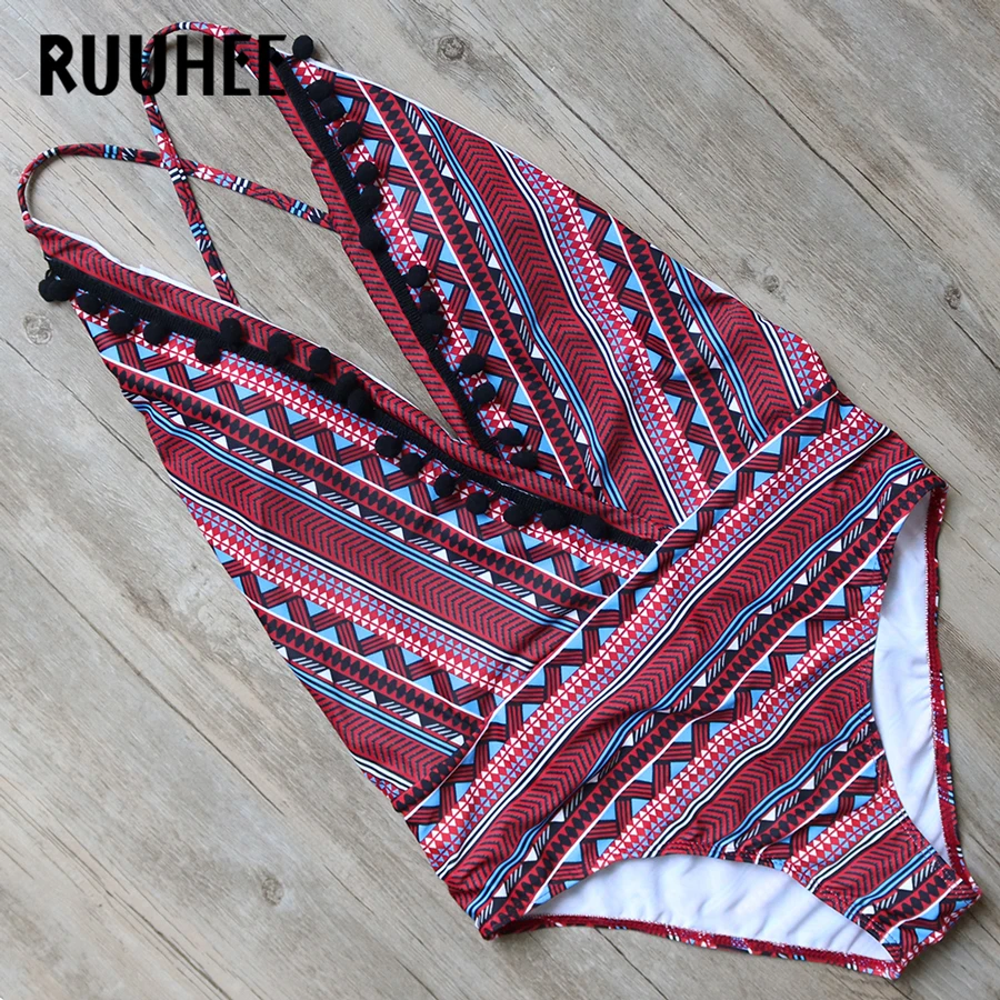 

RUUHEE 2017 One Piece Swimsuit Swimwear Women Vintage Bodysuit Bathing Suit With Pad Swimming Suit For Women Biquini Monokini