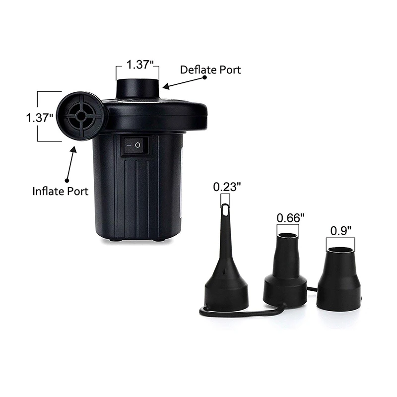 12V DC Electric Air Pump, Inflator/Deflator Air Pumps for Outdoor Travel Camping with 3 Nozzles, Mattress Beds Cushions Boat