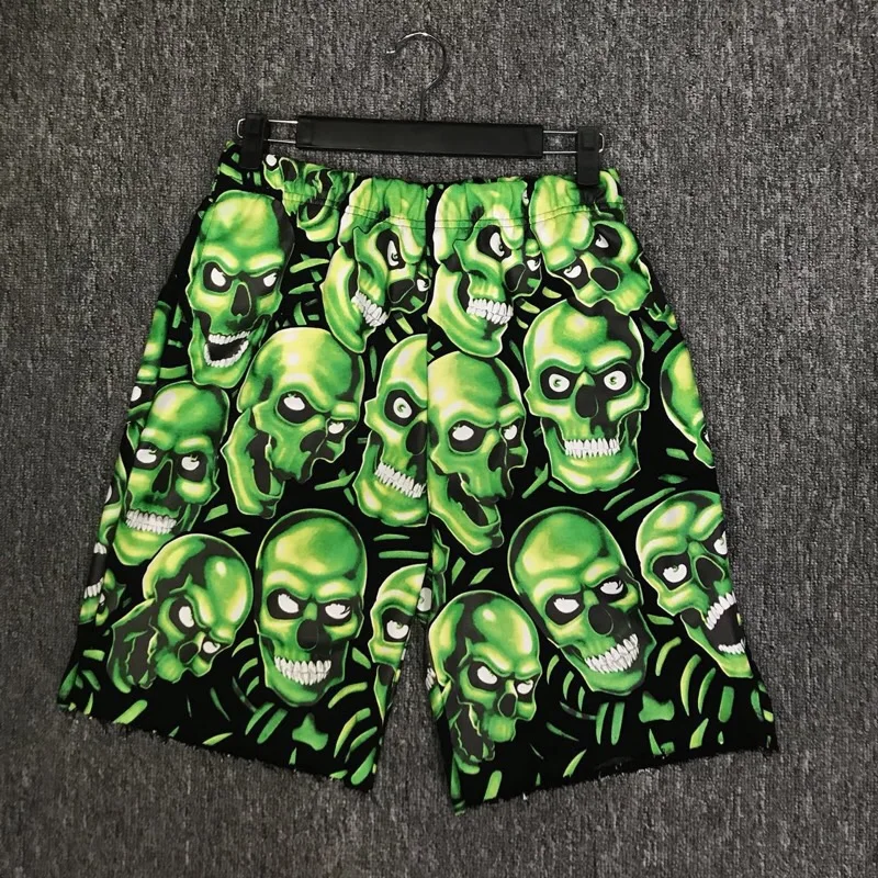 BEST Version 18SS Women Men SKULL PILE Shorts Hiphop Streetwear Full