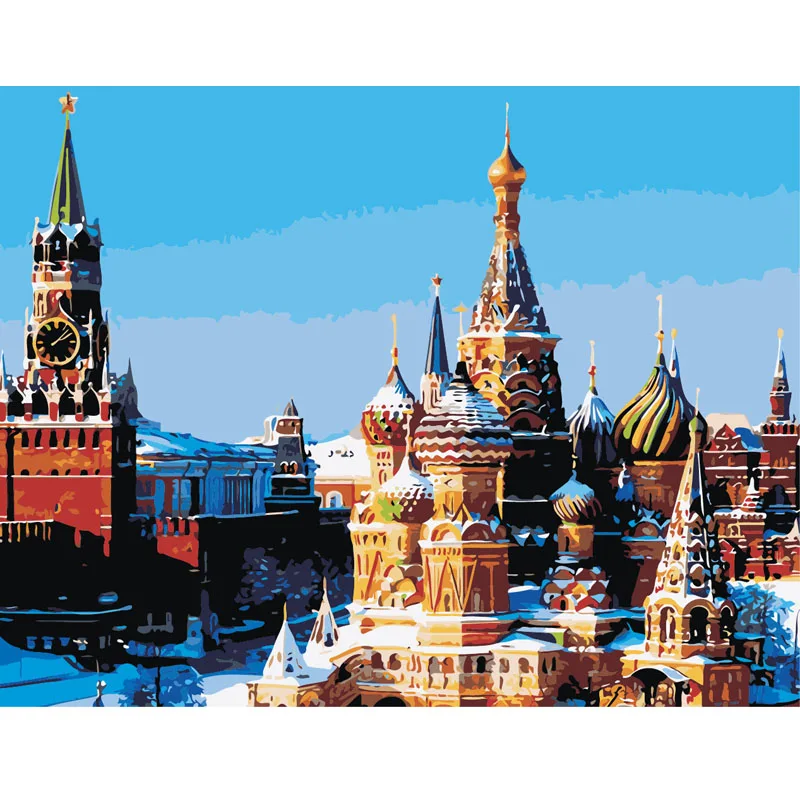 

Frameless building Landscape DIY Digital Oil Painting By Numbers Europe Abstract Canvas Painting For Living Room Wall Art