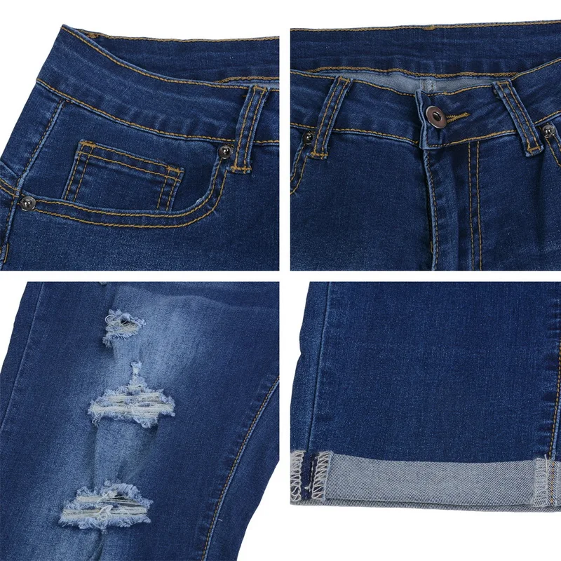 LASPERAL Новое поступление Женские повседневные джинсы с высокой талией, карманами и пуговицами, рваные джинсы на молнии, хлопковые узкие джинсы-карандаш