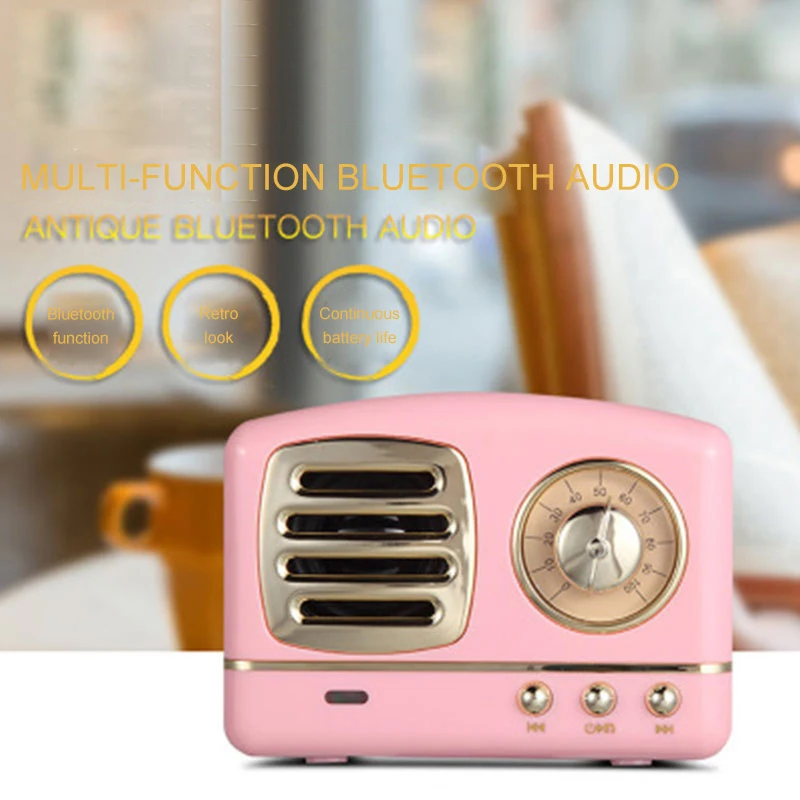 

JS Retro Radio Subwoofer Speaker Bluetooth Wireless Inserting Card Mini Speaker Originality Noise Reduction Loudspeaker Box
