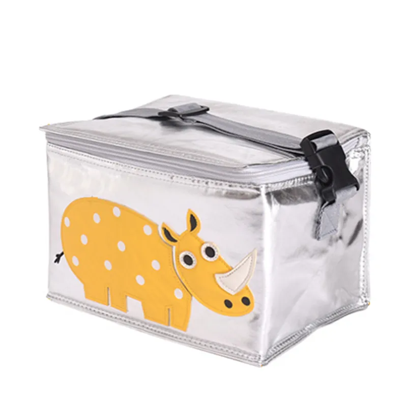 

High-Quality Green PEVA Lunch Bag Baby Cartoon Rhinoceros Bag Refrigerator Insulated Storage Fresh keeping Food bag Thermo Bag