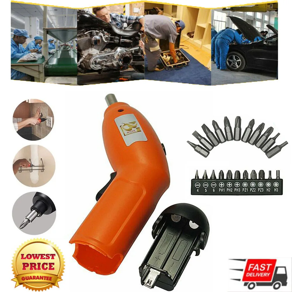 6V Electric Battery Powered Cordless Screwdriver Drill Bit Tool with 11 Screws