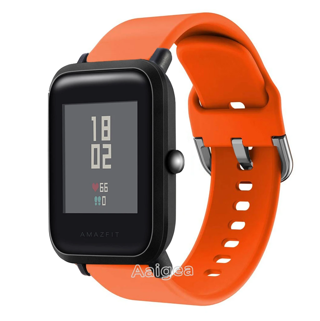 Мягкий силиконовый ремешок для часов для Xiaomi Huami Amazfit Bip BIT PACE Lite, Молодежный сменный спортивный браслет 20 мм, ремешок на запястье - Цвет ремешка: orange