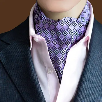 

Fashion and Colorful Designers Ascot Tie Cravat Custom Brand Men Woven Jacquard Neck Tie Self Tie Ascot for Men