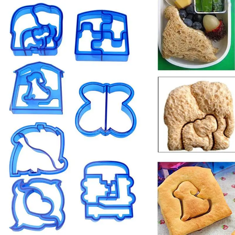 

7pcs/set Kids DIY Lunch Sandwich Cutter Toast Cookies Mold Puzzle Shape Cake Plastic Bread Cutters Biscuit Food Mould Maker