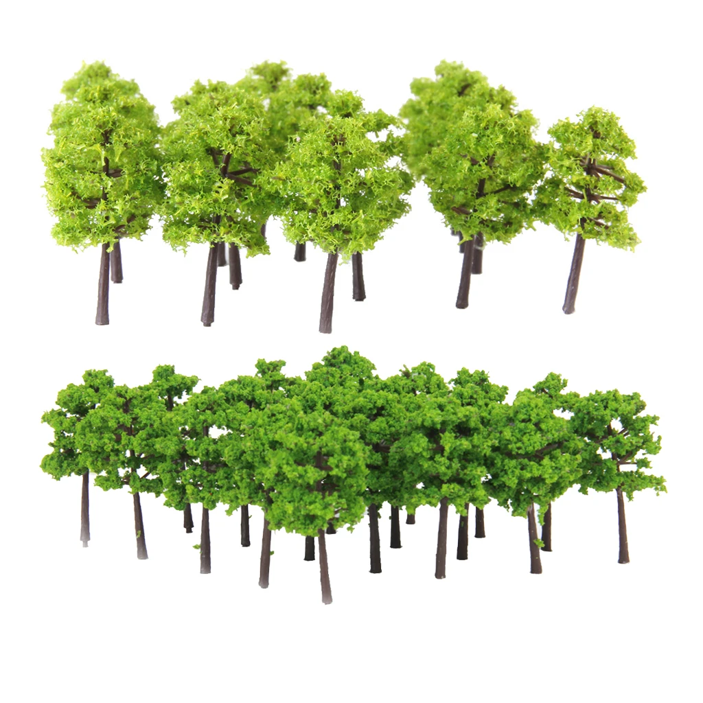 80Pcs 5cm Height Green Tree Models for RR Railway Diorama Park Garden Scenery Building Accessory