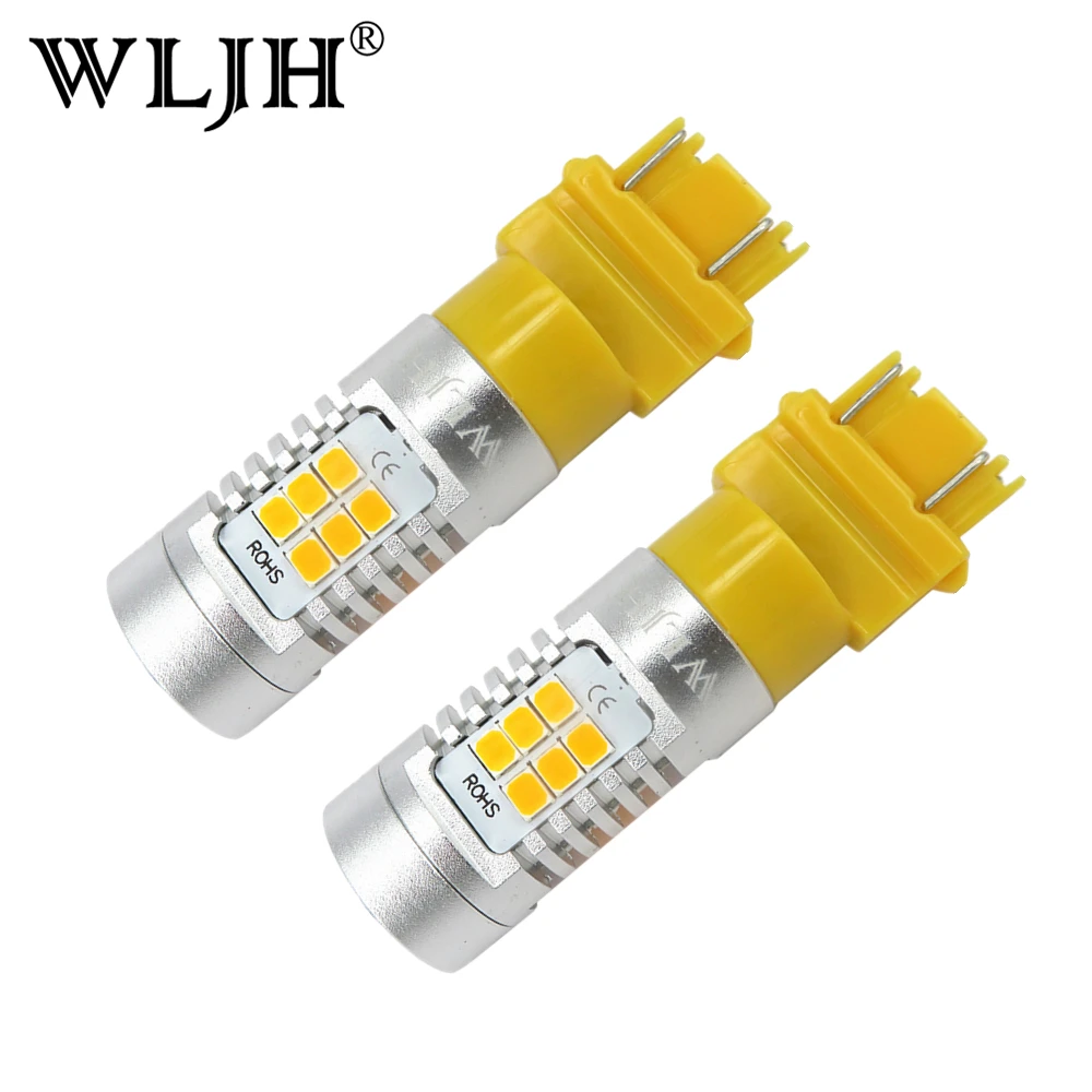 

WLJH 2x Car 3157 3156 3057 T25 LED Auto light Source Backup Reverse Lamp Tail Stop Bulb Turn Signal DRL Light For Ford Chevrolet