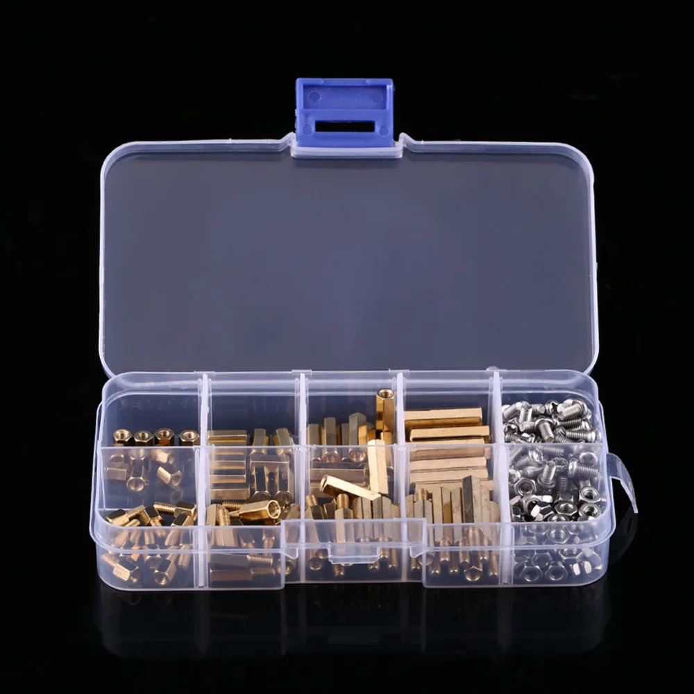200pcs/set M3 Hex Brass Standoffs Screw Nut Assortment Set Male Female